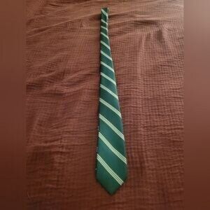 Tie Bar Green Striped Tie